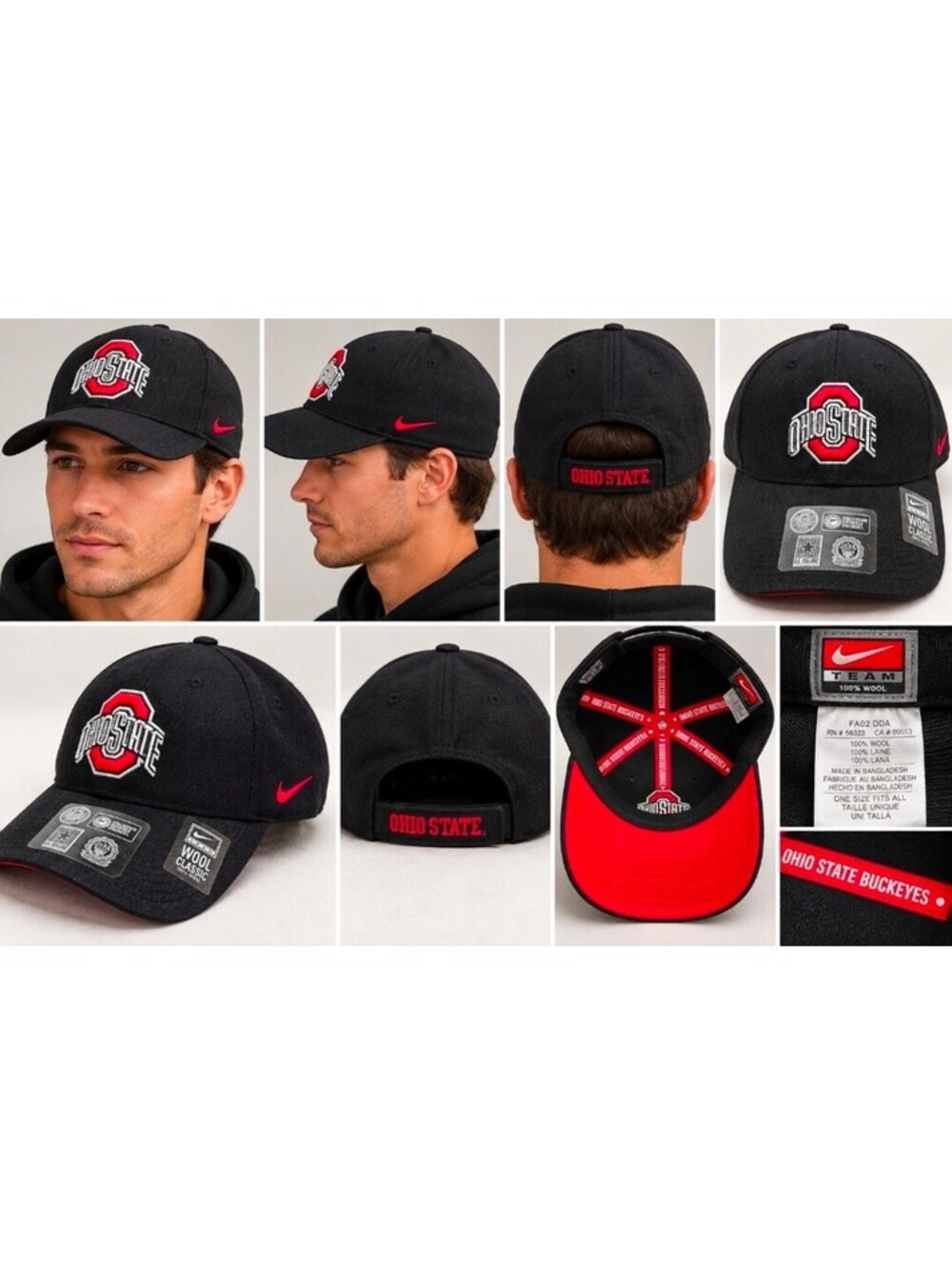 Vintage 2002 Nike Team Ohio State Buckeyes Wool Classic Hat OSFA Black NWT